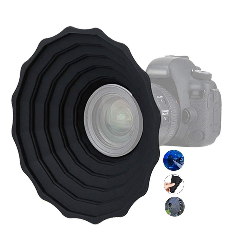 Silicone Lens Hood, Anti-Reflective Camera Lens Hood, Foldable Reversible Lens Shade for Canon RF 35mm EF-S 10-18 EF 50mm 28mm Nikon AF-S 50mm 18-105 Sony and More Lens Body Diameter Between 53-72mm for 53-72mm Lens