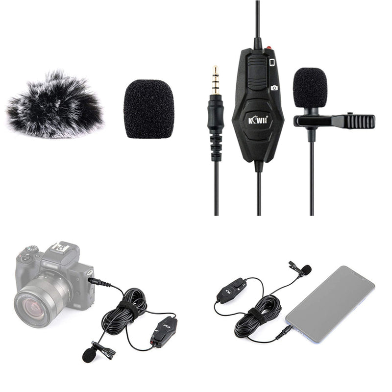 Lapel Lavalier Microphone Clip-on Lav Mic for Sony ZV-1 RX100 VII ZV-E10 A6400 A6300 A6100 A7 A7C A7S A7R Canon G7X III M50 M6 R RP R5 R6 90D Nikon Z50 Z5 Z6 Z7 Panasonic GH6 G85 G95 G100 G7 G9 & More