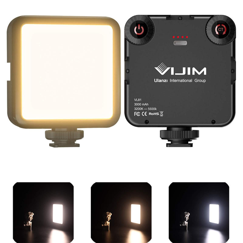 VIJIM VL81 LED On Camera Video Light, Mini Rechargeable 3000mAh Battery Bicolor 3200K-5600K Continuous Photo Lighting Panel CRI95+, Portable Vlog Lamp Fits Sony, Nikon, Canon, iPhone, Fuji, Panasonic