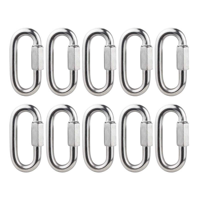 BNYZWOT 304 M7 Stainless Steel Quick Links D Shape Locking Quick Chain Repair Links 0.276 inch Pack of 10