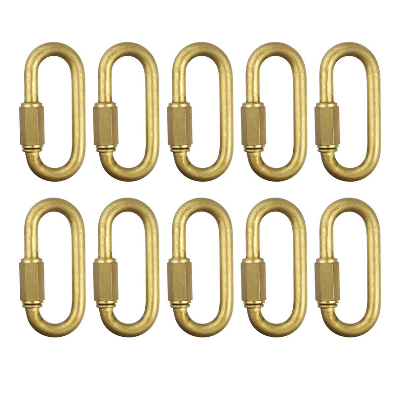 BNYZWOT Brass Quick Links D Shape Locking Quick Chain Repair Links M6 1/4 inch Pack of 10
