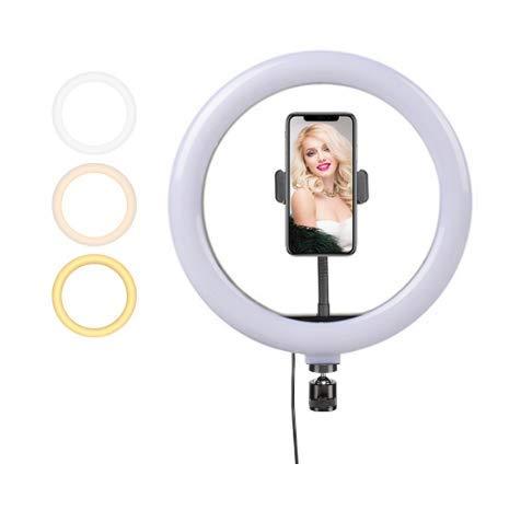 MeeA Led Ring Light 10 Inches - O Ring Lights with Phone Holder, 3 Dimmable Color 10 Brightness Levels, LED Lighting for Phone/Streaming/Photography/Makeup