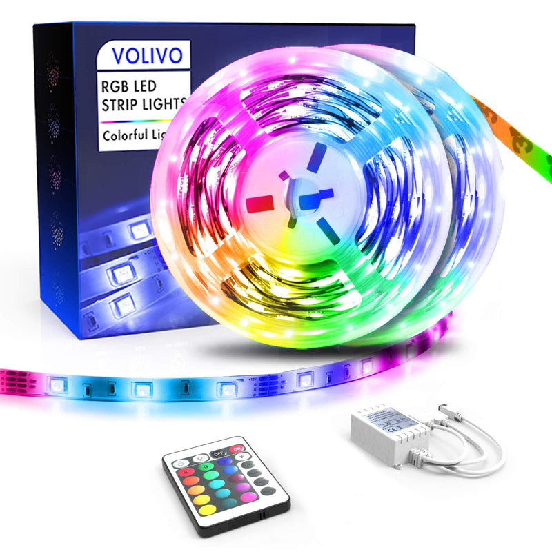 [AUSTRALIA] - Volivo Led Strip Lights, 32.8ft Color Changing Led Lights for Room with IR Remote Flexible, 2 Rolls of 16.4ft 