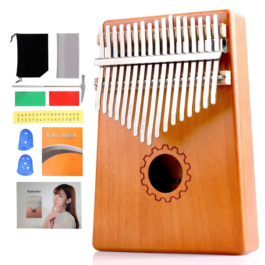 ActFun Kalimba 17 Keys Thumb Piano, Easy to Learn Portable Mahogany Wood Musical Instrument Gifts with Tune Hammer and Study Instruction, for Kids Adult Beginners gear