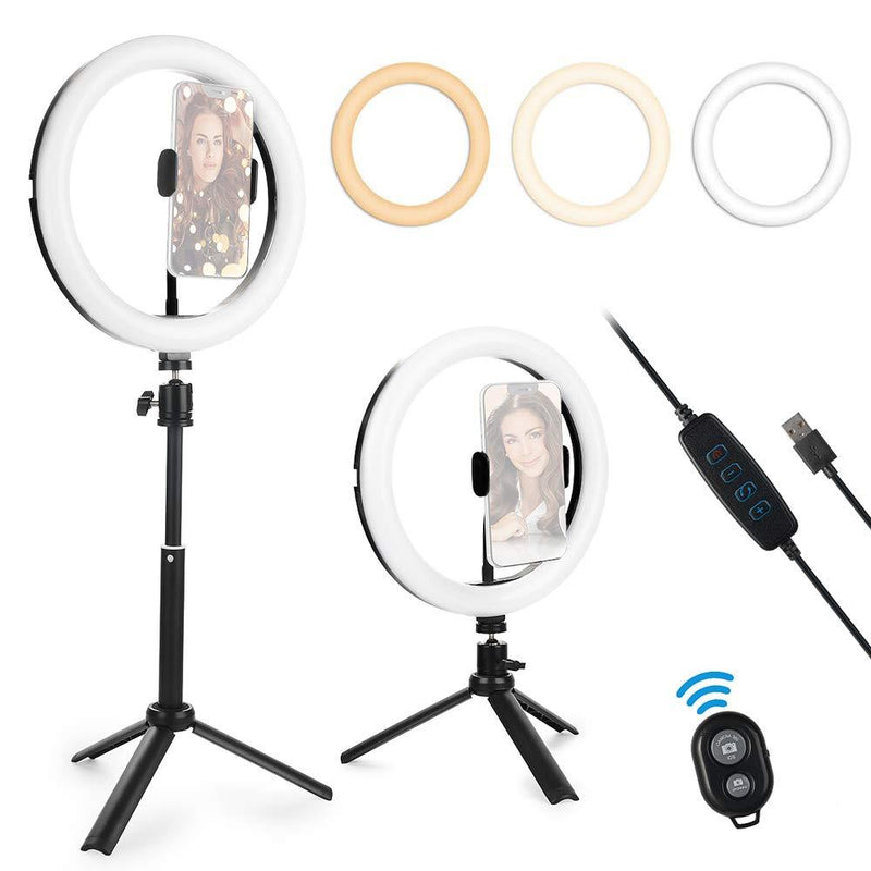 Selfie Ring Light,10" Dimmable Ring Light (2rd Generation, Eye-Caring) with Adjustable Tripod for Makeup/YouTube/TiKTok/Video Shooting/Zoom Meetings