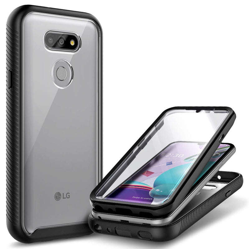 E-Began Case for LG Phoenix 5 with [Built-in Screen Protector], Full-Body Protective Bumper Durable Case for LG Aristo 5/K31/K31 Rebel L355DL/Tribute Monarch/LG K8X/Fortune 3/Risio 4 -Black Black