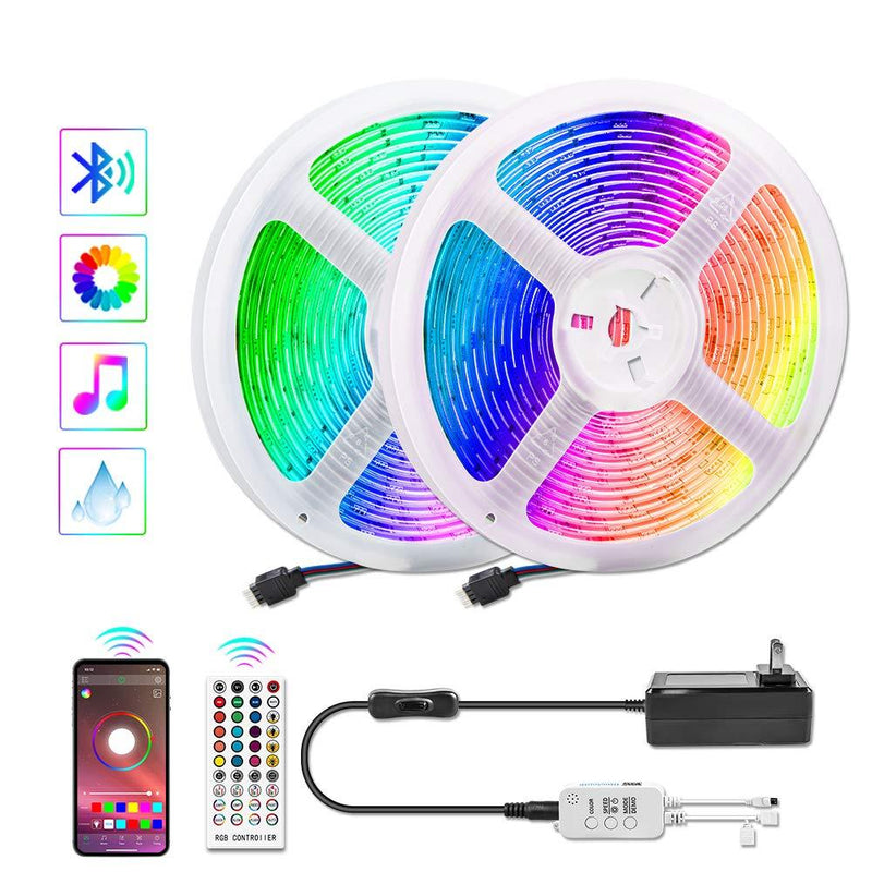 [AUSTRALIA] - 32.8ft LED Strip, COOLAPA Bluetooth Light 300 LEDs RGB IP65 Light Strip Color Changing Music Sync, Bluetooth Controller and APP Controlled, 40Key Remote Control Decoration for Home TV Party Bedroom 