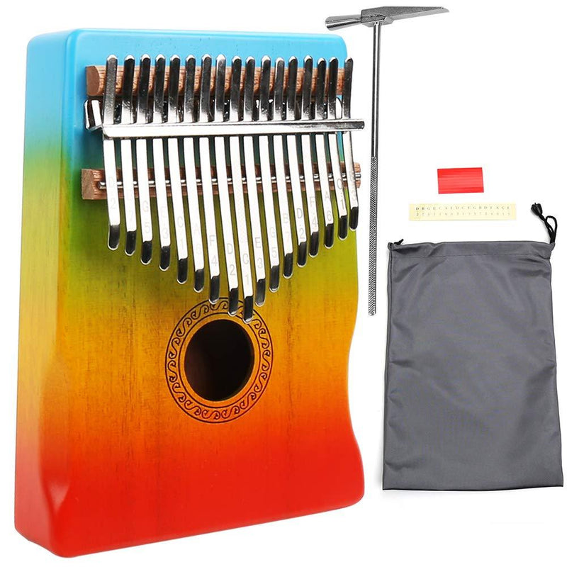 IAMGlobal Kalimba Thumb Piano 17 Keys with Mahogany Wooden with Bag, Hammer and Music Book, Perfect for Music Lover, Beginners, Children(Rainbow) Rainbow