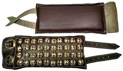 Arts Of India GHUNGROO Leather PAD 4 LINE, GHUNGRU 4 LINE Leather PAD, Black Leather PAD GHUNGROO 4 LINE 40 Bells ON Each