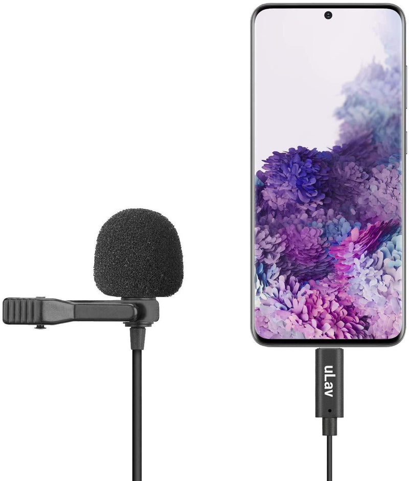 Movo uLav - Wired Omnidirectional USB-C Lavalier Clip On Microphone - External Clip On Mic for Android Smartphone, iPad Pro, USB Type-C Devices - Lapel Microphone for YouTube, Vlogging, Interviews