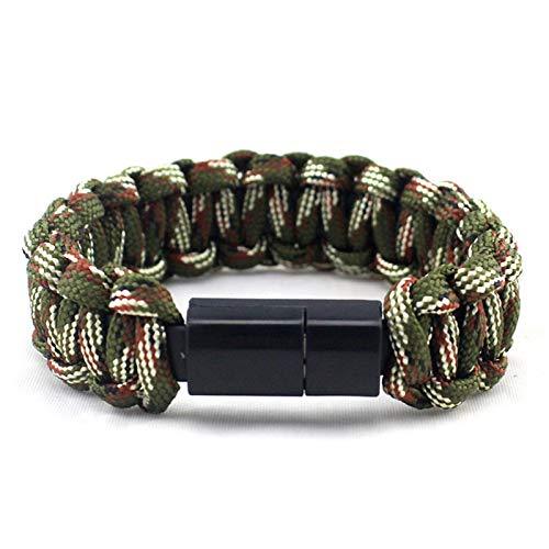 Data Charging Lighting Cable with Bracelet Design for iPhon Durable Braided Charging Wrist Band (Green) Green