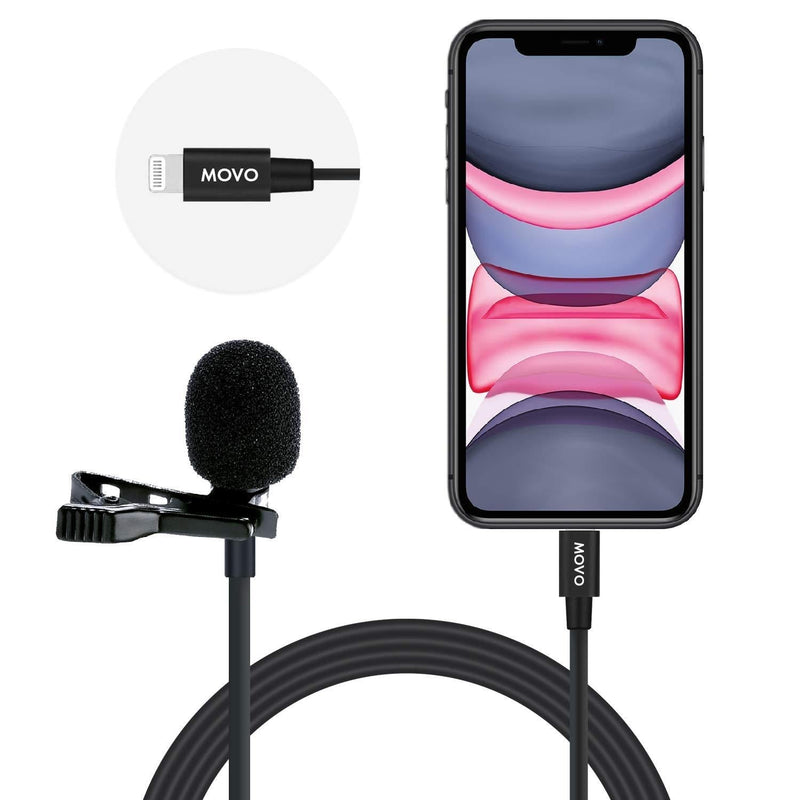Movo iLav-L Digital Lavalier Omnidirectional Clip on Microphone with MFi Certified Lightning Connector Compatible with iPhone, iPad, iPod, iOS Smartphones and Tablets (20-Foot Cord)