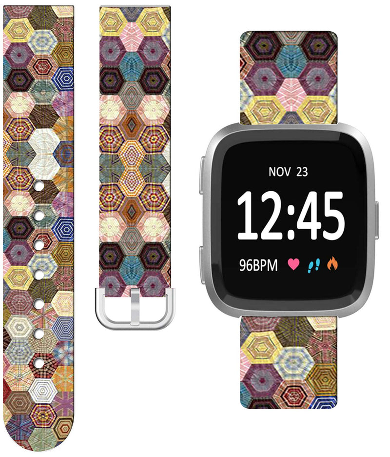 Versa 2 SE Bands Silicone Gel Replacement - ENDIY Soft Strap Compatible with Fitbit Versa/Versa 2/Versa lite/Versa 2 SE Large - Wonderful Hexagon Pattern