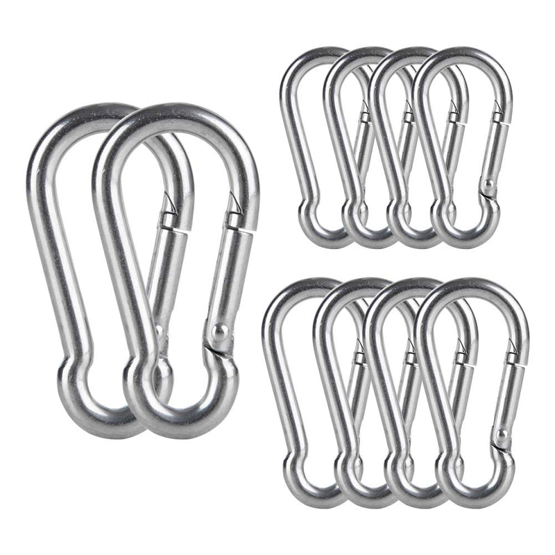 AOWESM Stainless Steel Spring Snap Hook Carabiner - Heavy Duty Carabiners - 304 Stainless Steel Clips (M5 - Set of 10) M5 - Set of 10