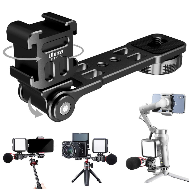 Ulanzi PT-13 Triple Cold Shoe Gimbal Microphone Mount Extenstion Bar, w 1/4 inch Adapter Video Light Microphone Mount Compatible for Zhiyun Smooth q 4 Feiyu DJI Gimbal Stabilizer