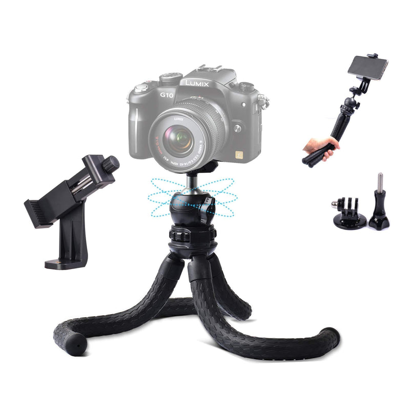 Ruittos Phone Tripod, Cell Phone Flexible Tripod Octopus with Bluetooth Camera Remote, Mobile Tripod Mount Adapter, Compatible with iPhone 11 Xs Samsung Andriod Live Streaming Vlog (Flexible Tripod)