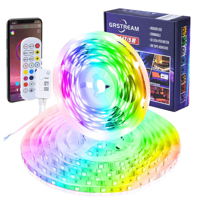[AUSTRALIA] - GRSTREAM LED Strip Lights,Color Changing 16.4ft LED Light Strip App Control, Remote, Control Box , Up to 20 Scenes Mode, LED Music Lights for Bedroom, Room, Kitchen, Party, DIY Decoration 