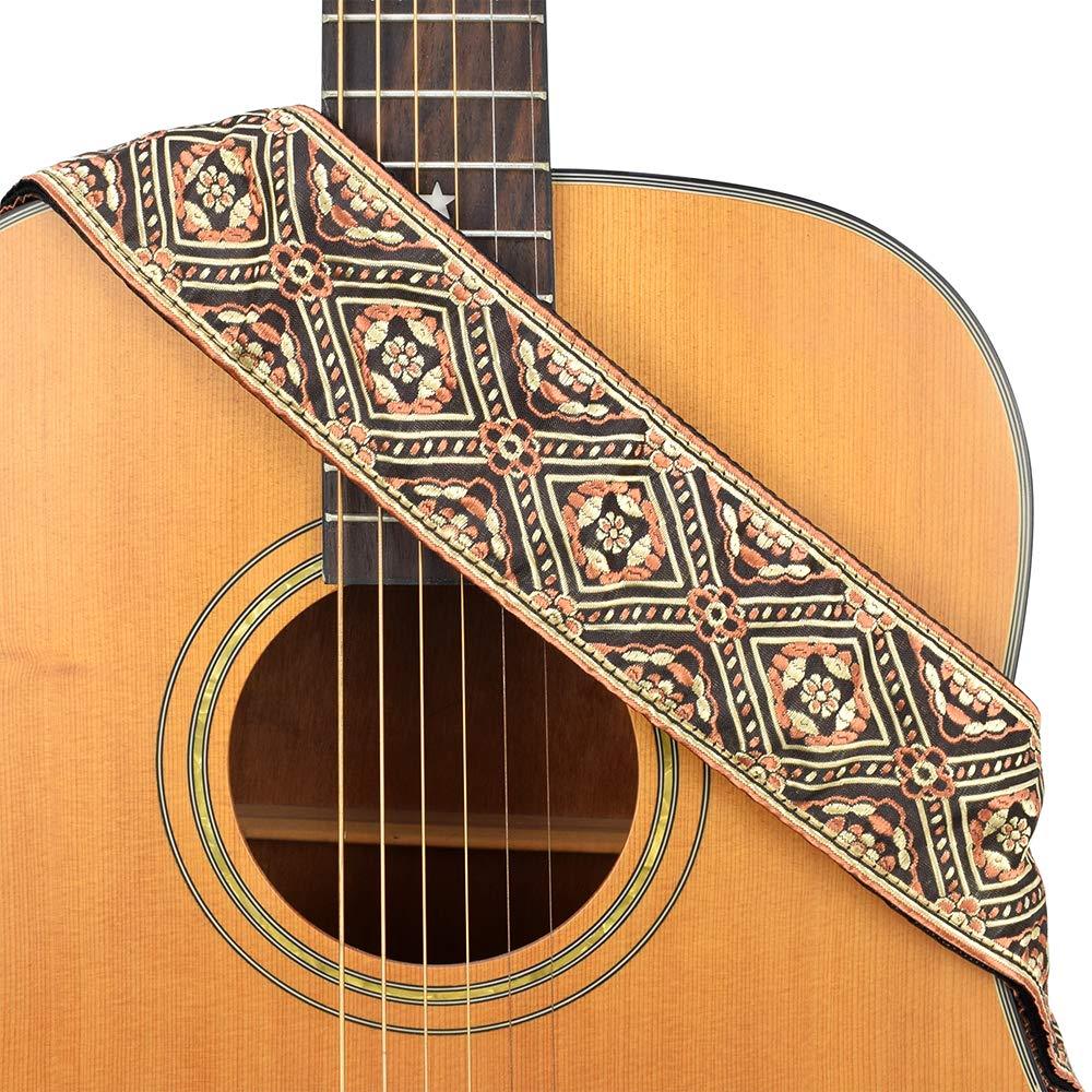 CLOUDMUSIC Guitar Strap Wide Cotton Webbing For Acoustic Electric Bass (Vintage Diamond) Vintage Diamond