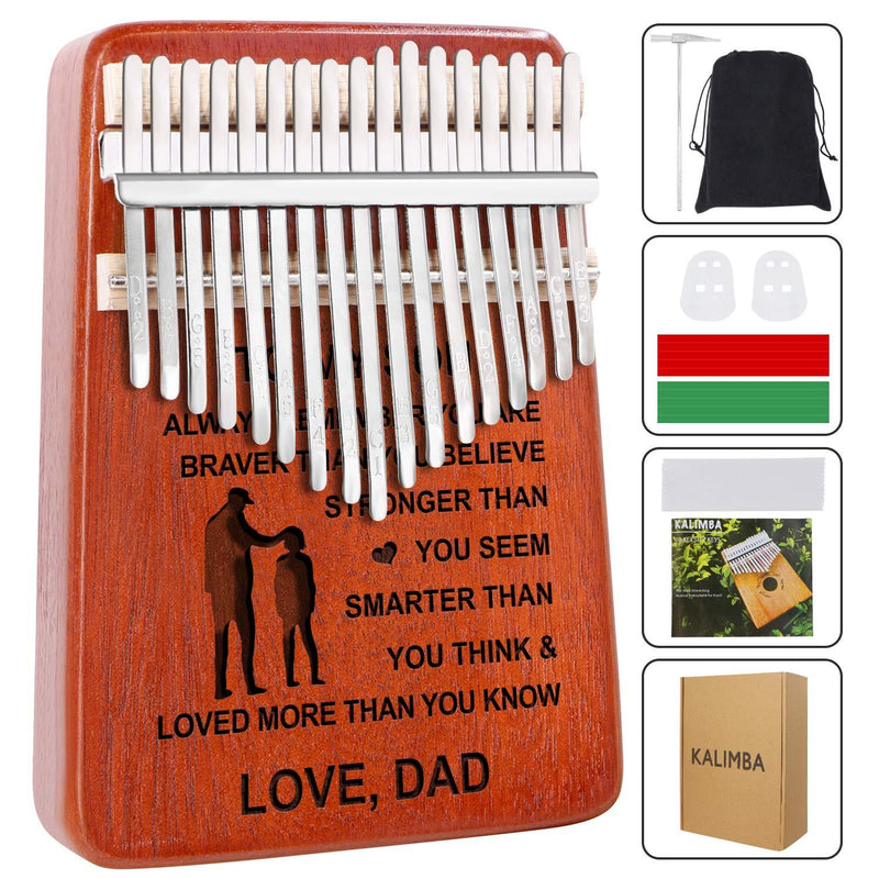 Engraved Kalimba 17 Keys Thumb Piano, Personalized Portable Mbira Musical Finger Piano For Son Graduation Birthday Christmas Gifts (For Son From Dad) For Son From Dad