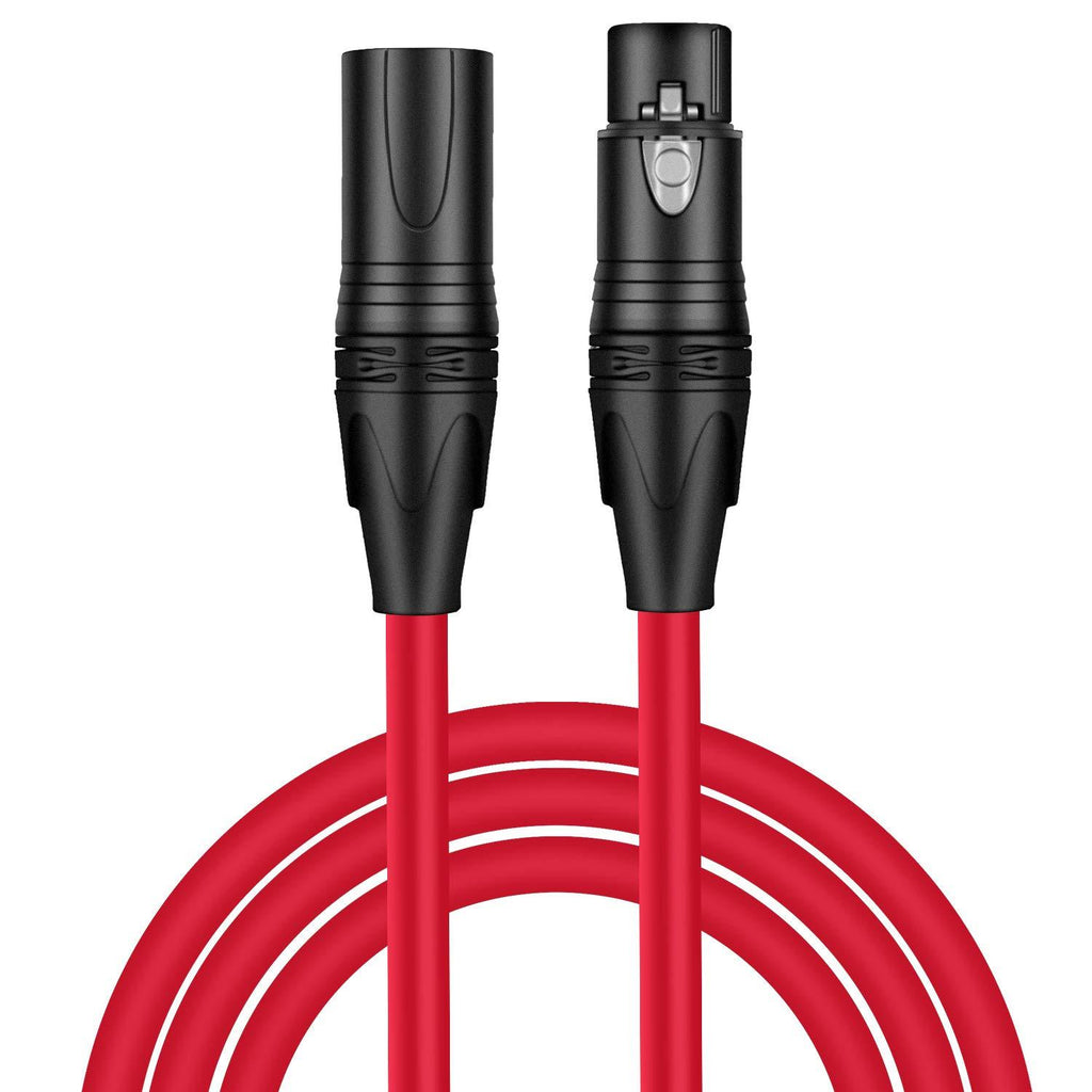 [AUSTRALIA] - DREMAKE XLR Instrument Microphone Audio Extension Cord 3FT Balanced 3 Pin XLR Male to XLR Female Mic Cable - Red 3FT/1.0M 