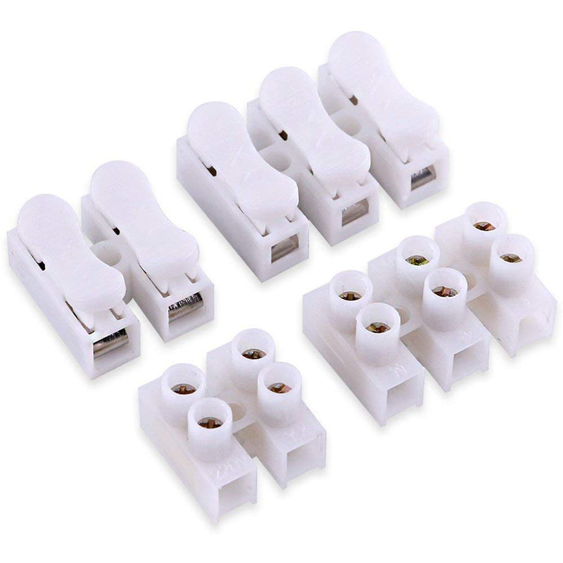 100Pcs 2P CH2 + 3P CH3 Quick Connector, Spring Wire Connector, Screw Terminal Barrier Block, Reusable Clamp Wire Terminal Wiring