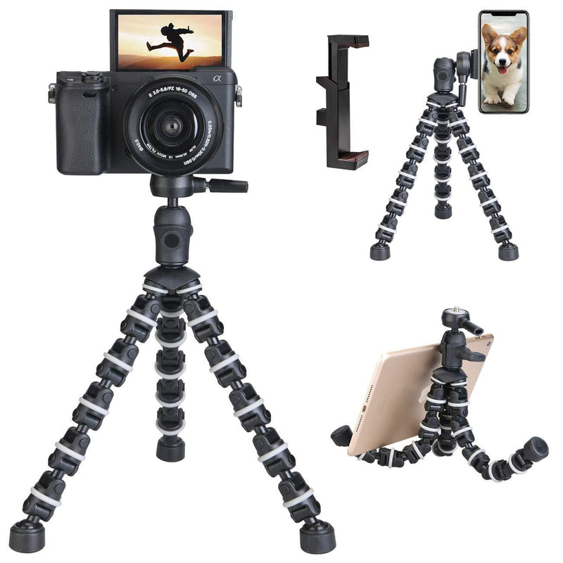 Tripod for iPhone, Lusweimi Phone Tripod Stand for ipad instax Mini Camera, Flexible and Universal Phone Holder Mount, Portable Travel Tripod for Gopro Smartphone, Video Recording(Gray) gray 10.6inch