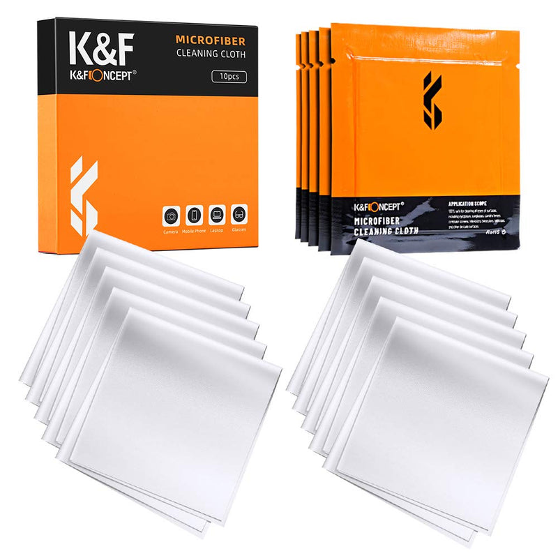K&F Concept Microfiber Cloths for Camera Lens Washable 10-Pack 6x4in Vacuum Wrapped Lint Free Cleaning Cloth for Electronics and Glasses, Optics Precision Instrument Screens Polishing Cloth 10 Pack