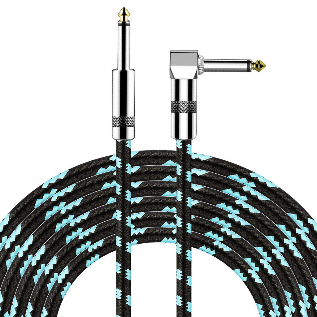 [AUSTRALIA] - SUNJOYCO Guitar Cable 10ft Electric Instrument Cable Bass AMP Cord for Electric Guitar, Bass Guitar, Electric Mandolin, Pro Audio (1/4 inch Right Angle to Straight, Black and Blue) 
