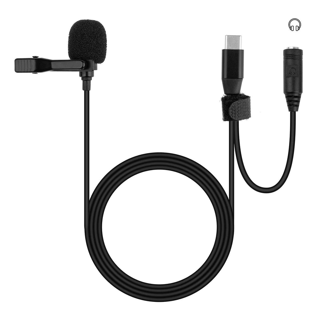 [AUSTRALIA] - USB-C to 3.5mm Headphone Jack with Lav Microphone Compatible for Samsung Galaxy Note 10 Plus S20, Google Pixel and iPad MacBook Pro Air for Dictation Recording Facebook Live to Speaking and Listening 