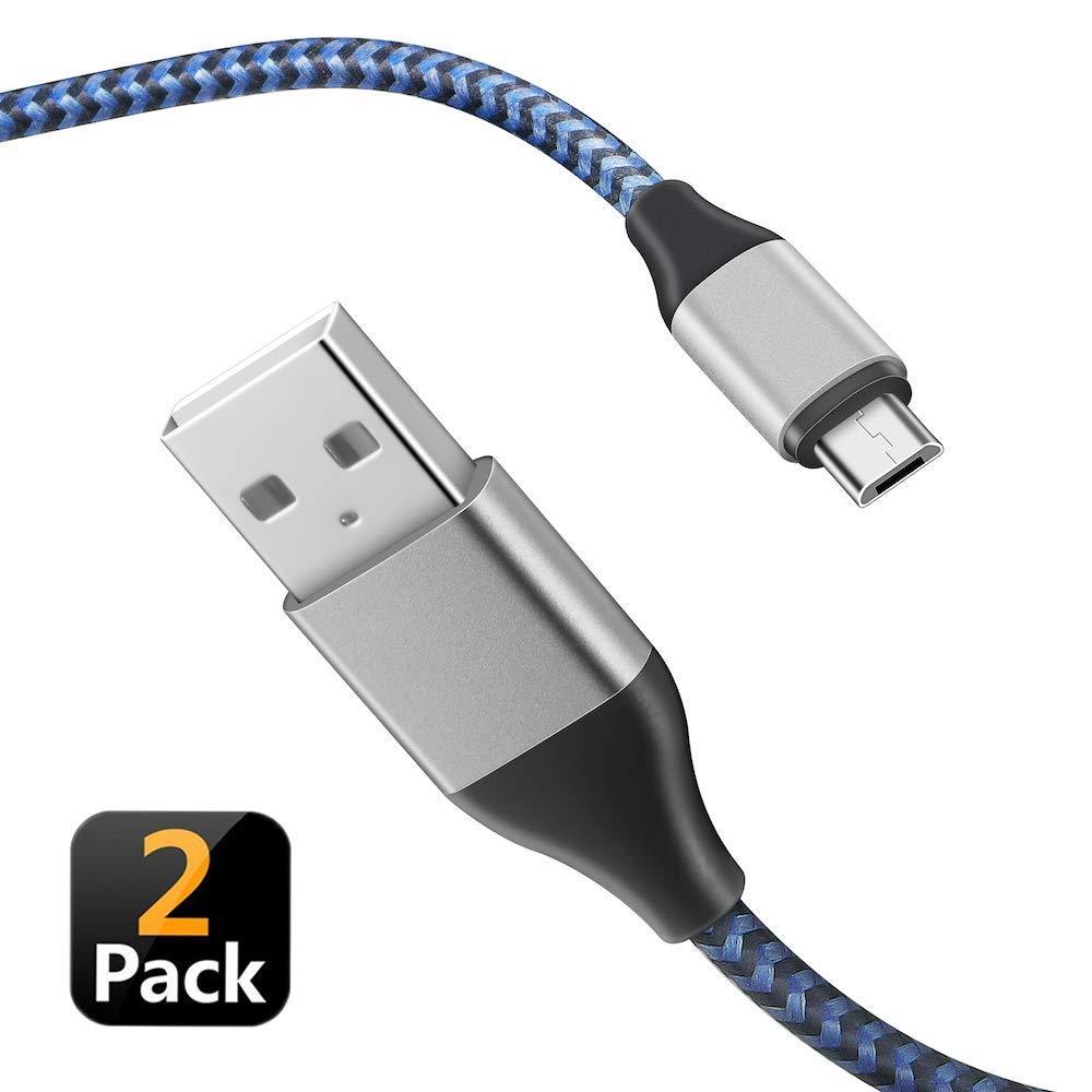 TPLTECH Micro USB Cable,2Pack 6.6Ft Fast Charging Android Nylon Braided Charger Cord Compatible LG K30/k20/K20 Plus/K20 V/K10/V10,Q6 G4,LG Stylo 3/Stylo 2,PS4 Blue 6.6ft+6.6ft