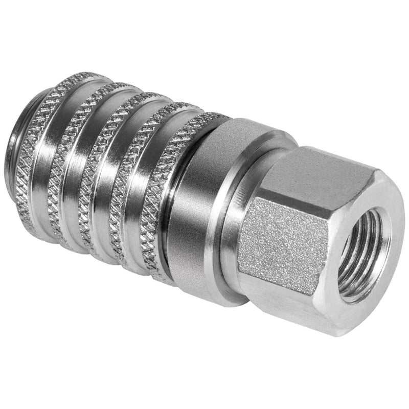 [AUSTRALIA] - PD242 Series PD Steel Test Port and Diagnostic Equipment Quick Coupler with Female Pipe Thread, 1/8" Body Size, 1/4"-18 NPTF Thread Size, 2.12" Length 
