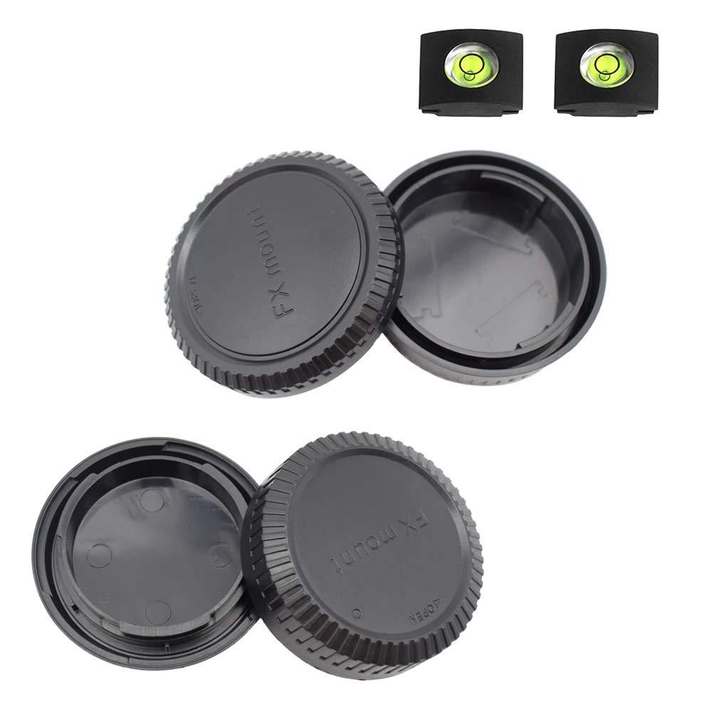 Fuji X Front Body Cap & Rear Lens Cap Cover kit for Fujifilm X-T4 X-T3 X-T1 X-T2 X-T30 X-T20 X-T10 X-H1 X-T200 X-T100 X-PRO3 More Fujifilm Fujinon X Mount Camera & Lens Accessory with Hot Shoe Cover