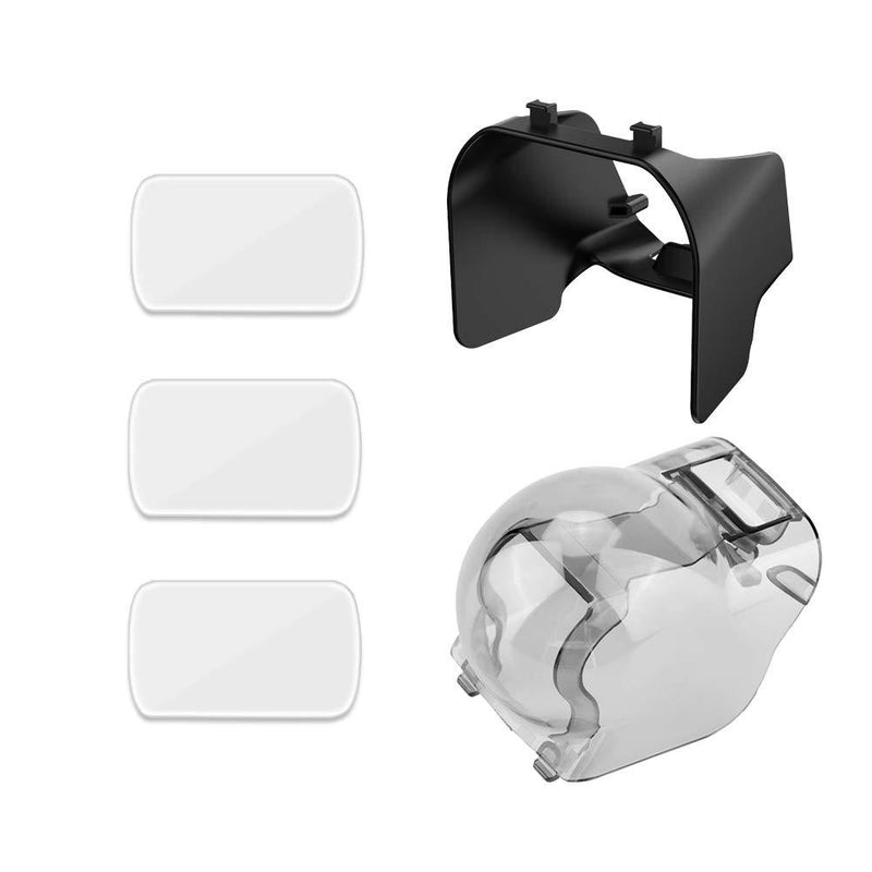 O'woda Mavic Air 2 Gimbal Protection Cover Kits: Lens tempered glass protective film (3 pcs) + Gimbal Guard Protective Cap + Lens hood Sunshade for DJI Mavic Air 2 Drone