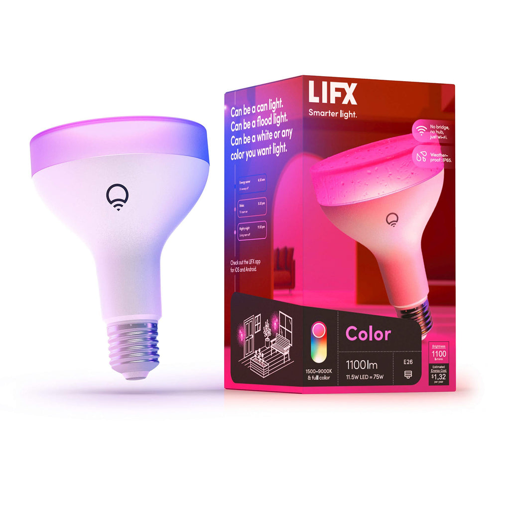 LIFX Color, BR30 1100 lumens, Wi-Fi Smart LED Light Bulb, Billions of Colors and Whites, No Bridge Required, Compatible with Alexa, Hey Google, HomeKit and Siri 1 Pack Multi