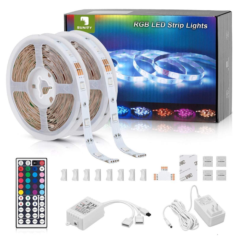 [AUSTRALIA] - Sunity LED Strip Lights 32.8ft for Bedroom, with 8.2ft Long Power Cord, 44 Keys Remote Control, and 300 Bright 5050 RGB LEDs for DIY House/Kitchen/Ceiling/Bedroom Decoration 