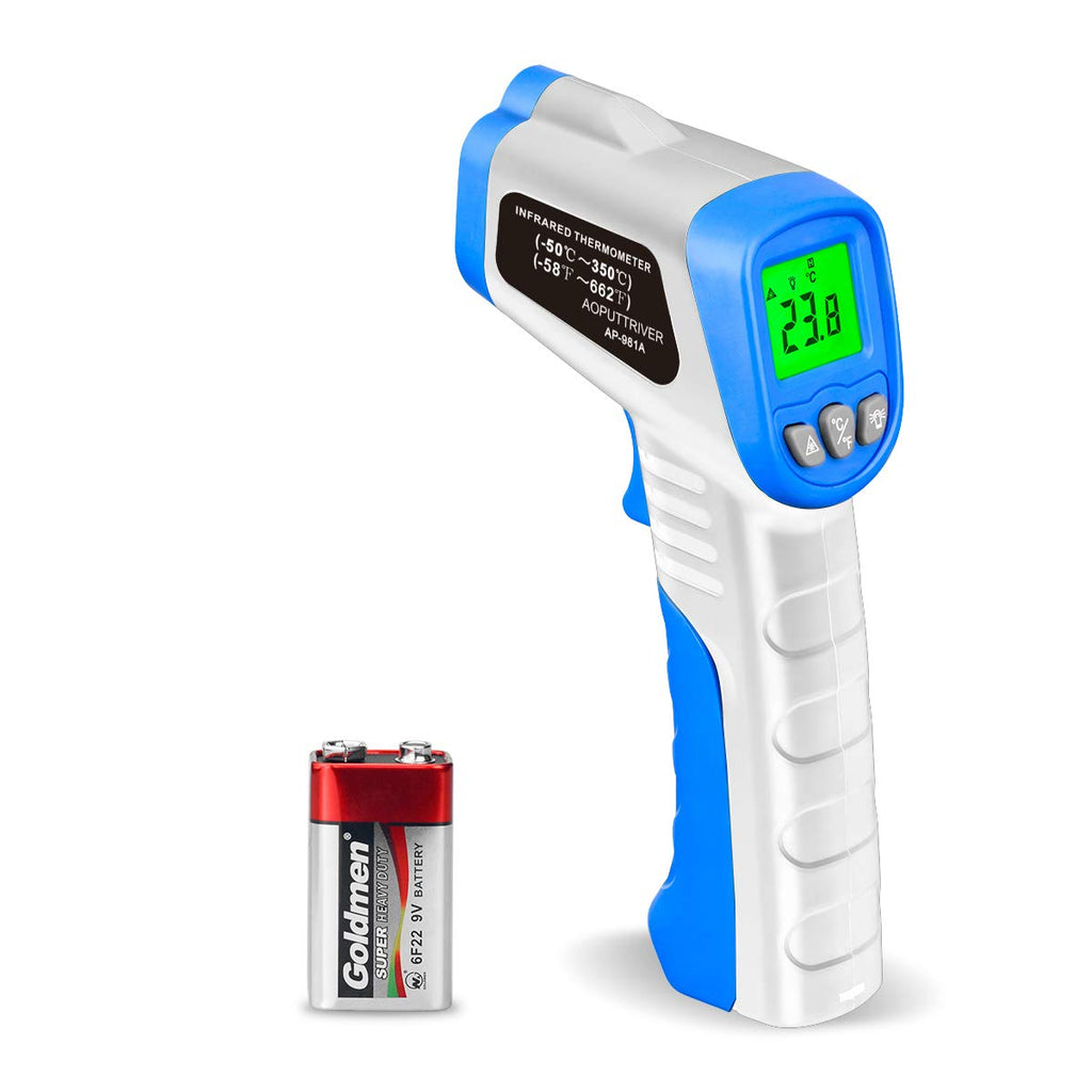Digital Laser Infrared Thermometer AP-981A Non-Contact IR Thermometer Gun Temperature Gun -58℉~ 662℉(-50℃~350℃) with Backlight Data Hold for Swimming Cooking BBQ Automotive(NOT for Human) White