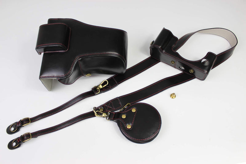 X-T4 Case, BolinUS Handmade PU Leather Fullbody Camera Case Bag Cover for Fujifilm Fuji X-T4 XT4 with 16-80mm 18-55mm 18-135mm 10-24mm 16-50mm Lens Bottom Opening Version (Black) Black