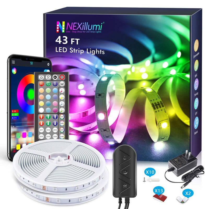 [AUSTRALIA] - Upgraded LED Lights 43 ft with Remote App Control Music Sync SMD5050 RGB LED Strip Lights LED Lights for Bedroom, Kitchen, Room Decor, Night Light for Kids(43 Ft APP+Remote+Mic+3 Button Switch) 43Ft APP+Remote+Mic+3 Button Switch 