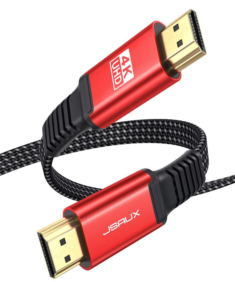 HDMI Cable 10ft[4K@60Hz,HDMI 2.0,18Gbps]JSAUX 4K Flat HDMI 2.0 Cable Ultra High Speed 18Gbps HDMI to HDMI Cord Support 4K,3D,HDR,2160P,HD 1080P Video,ARC,Ethernet Compatible with Fire TV PS3/4 PC- Red
