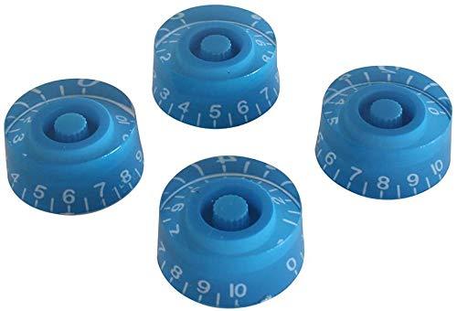 4 Pieces Blue Control Knobs Acrylic Speed Knobs with White Word suit for Electric Guitar
