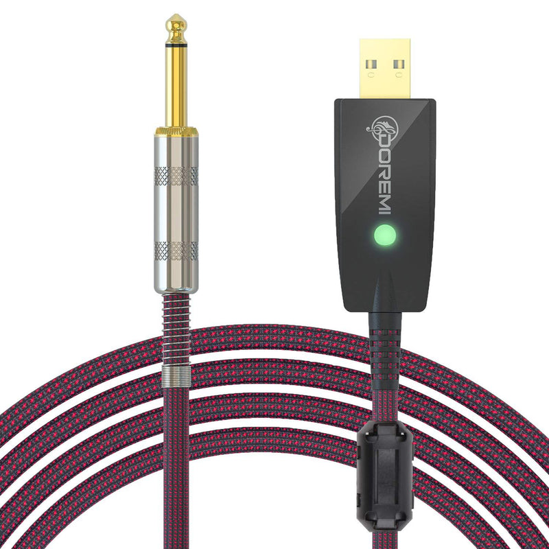 [AUSTRALIA] - Doremi USB Guitar Cable 10 FT, USB Male to 6.35mm 1/4 Inch TS Mono Jack Connector Guitar Cord,Professional Guitar to PC Guitar Bass to USB Link Connection Cable Adapter 