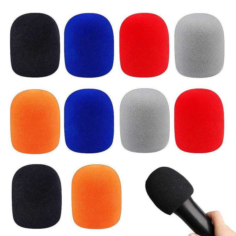 SUMAJU 10pcs Microphone Windscreen, Handheld Stage Microphone Foam Cover Colorful Microphone Sponge Cover for Karaoke DJ(5 Colors)
