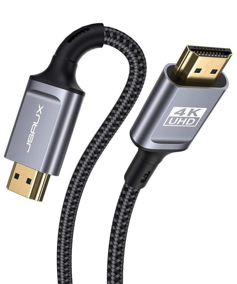 4K@60Hz HDMI Cable 10ft, JSAUX High Speed 18Gbps HDMI 2.0 Cable - 4K HDR, 3D, 2160P, 1080P, Ethernet - 28AWG Braided Cord - Audio Return(ARC) Compatible with UHD TV, Blu-ray, Xbox, PS4 PS3, PC-Grey Grey