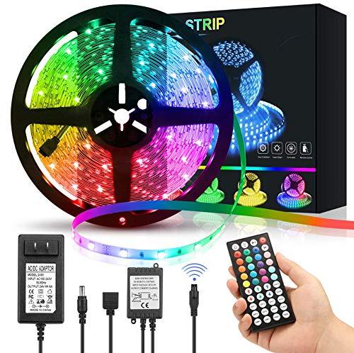 [AUSTRALIA] - LED Strip Lights 50ft POLLUX 5050 RGB LED Strips Color Changing Light Strip with IR Remote Controller Non-Waterproof LED Lighting Strips with 24V Power Supply for Bedroom Living Room Kitchen 
