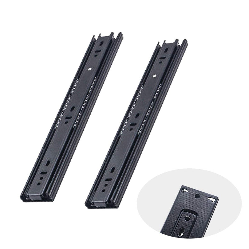 [AUSTRALIA] - YIOVVOM A Pair Metal Quiet Ball Bearing Full Extension 3 Section Drawer Slide, Side Mount with Simple mounting Screws(Cold Rolled Steel Black 30cm/12 Inch) Cold rolled steel Black 