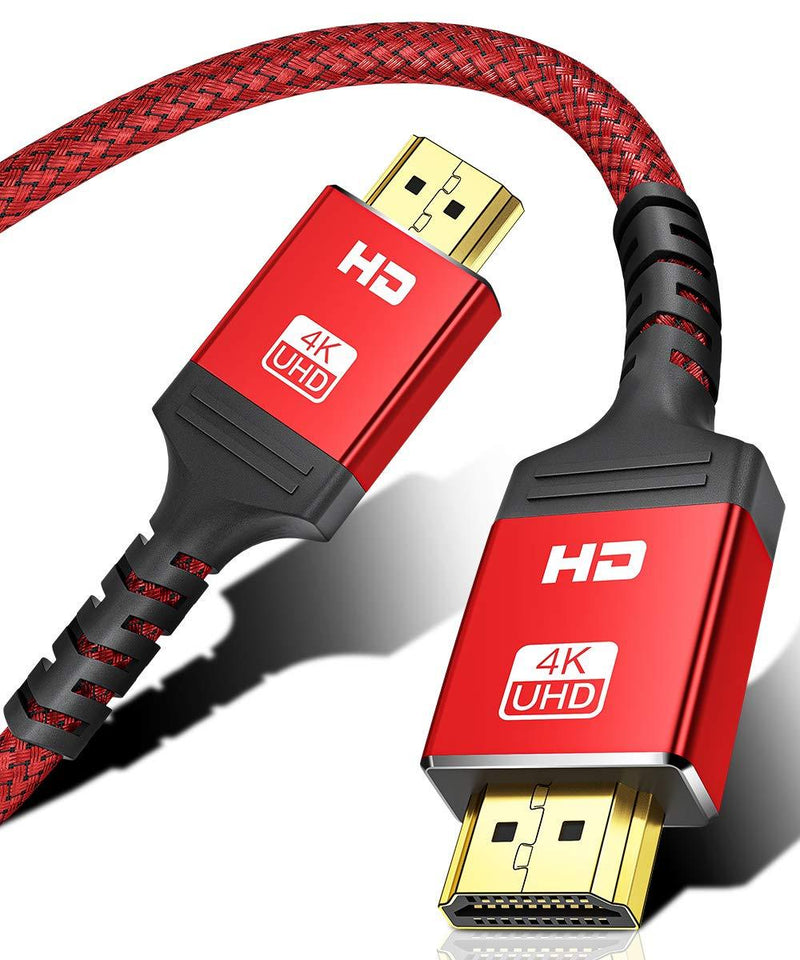 4K HDMI Cable15 ft | High Speed, 4K @ 60Hz, Ultra HD, 2K, 1080P & ARC Compatible | for Laptop, Monitor, PS5, PS4, Xbox One, Fire TV, Apple TV & More（Red） 15FT Red