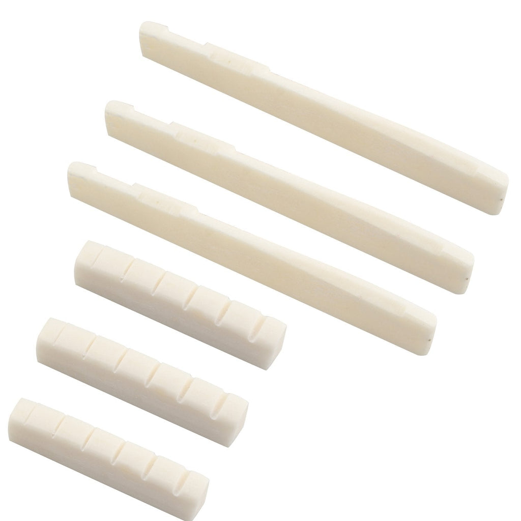 Futheda 6PCS 3 Sets 6 String Guitar Bridge Saddle and Nut Made of Real Bone for Acoustic Guitar Replacement Parts