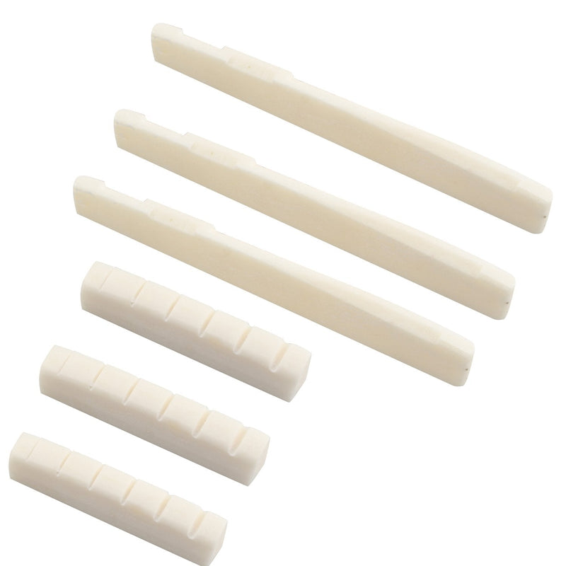 Futheda 6PCS 3 Sets 6 String Guitar Bridge Saddle and Nut Made of Real Bone for Acoustic Guitar Replacement Parts
