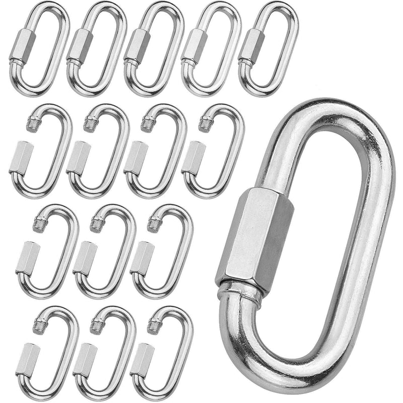 20Pack Quick Link 3/16”, Stainless Steel Chain Link, 330lbs Load Oval Locking Carabiner Keychain Connector, Small Threaded Quick Chain Clip for Pet, Backpacks, Key Ring, Dog Leash, Water Bottles