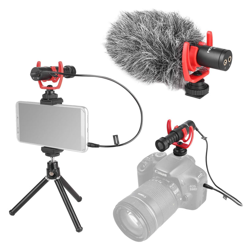 Fomito Micmov V2 Universal Super-Cardioid Condenser Video Microphone Shotgun Recording Playback Monitor Mic Kit with Heaphone Jack for 3.5mm Interface Smartphones, DSLR Camera, Camcorder